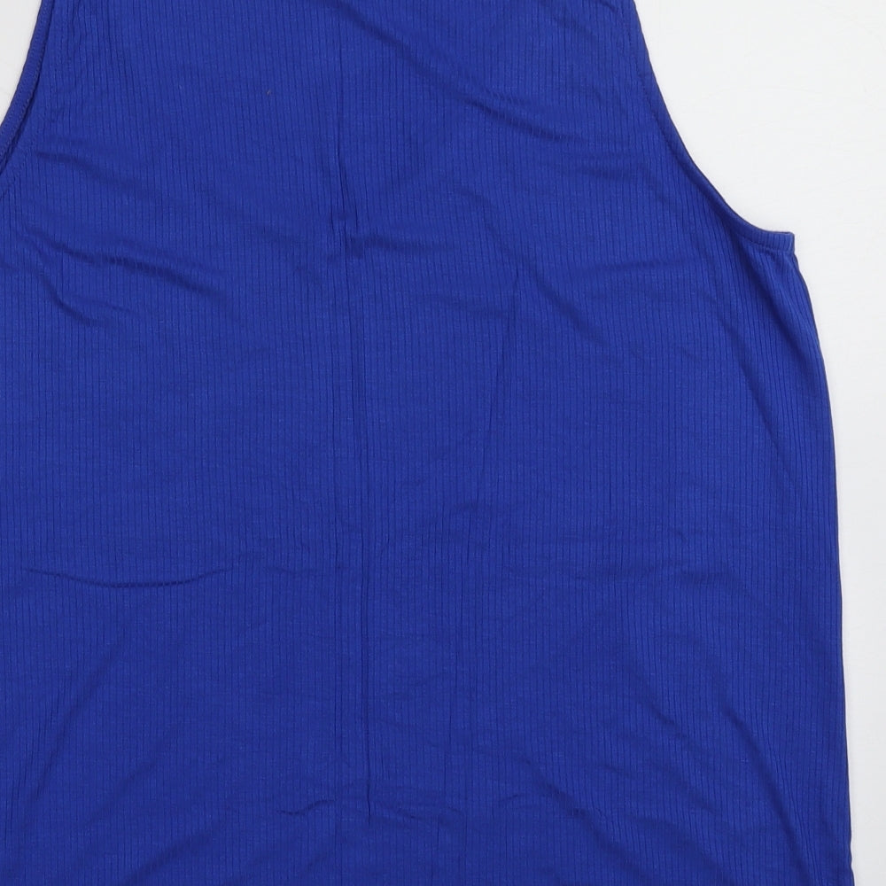 Nutmeg Womens Blue  Viscose Basic Tank Size S V-Neck