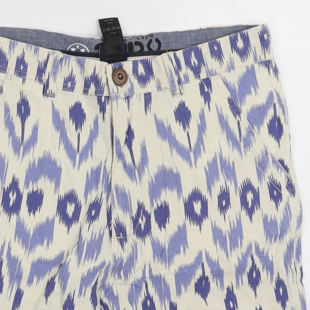 NEXT Boys Blue Geometric Cotton Bermuda Shorts Size 14 Years  Regular Buckle
