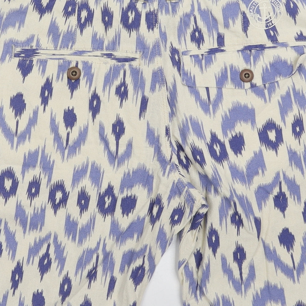NEXT Boys Blue Geometric Cotton Bermuda Shorts Size 14 Years  Regular Buckle