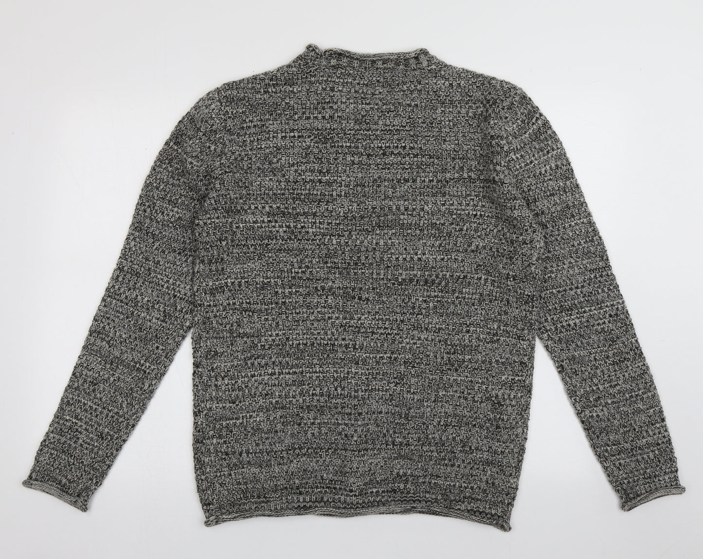 Peacocks Mens Grey Crew Neck  Acrylic Pullover Jumper Size M
