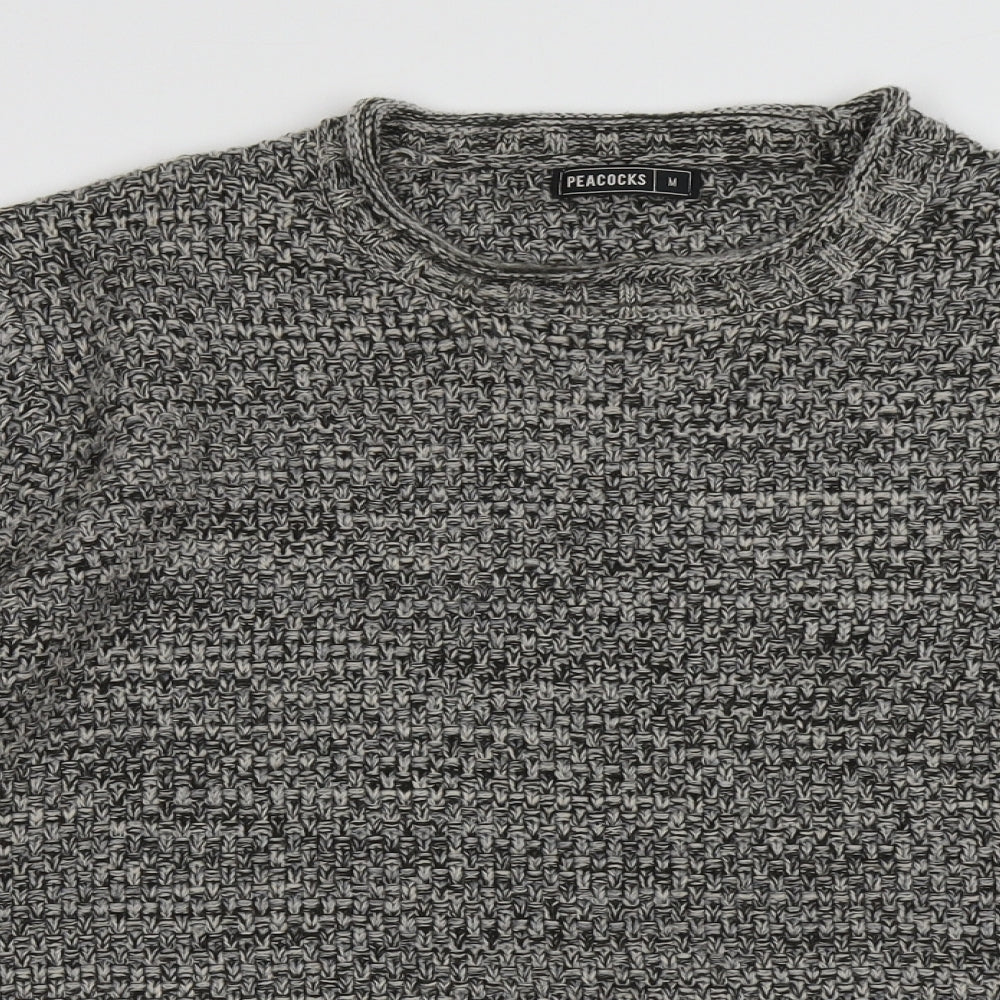 Peacocks Mens Grey Crew Neck  Acrylic Pullover Jumper Size M