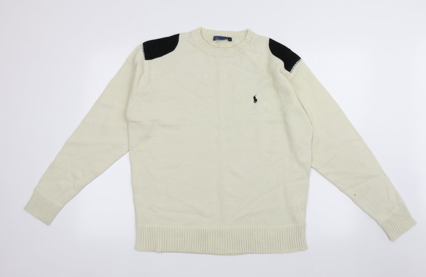 Ralph Lauren Mens Yellow Crew Neck  Acrylic Pullover Jumper Size M