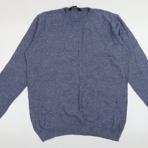 Cedar Wood State Mens Blue Crew Neck  Cotton Pullover Jumper Size L