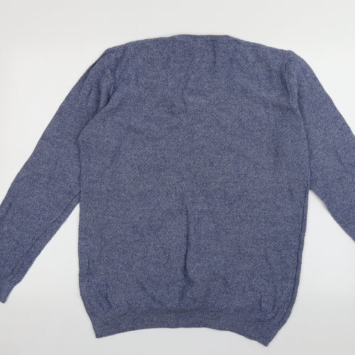 Cedar Wood State Mens Blue Crew Neck  Cotton Pullover Jumper Size L