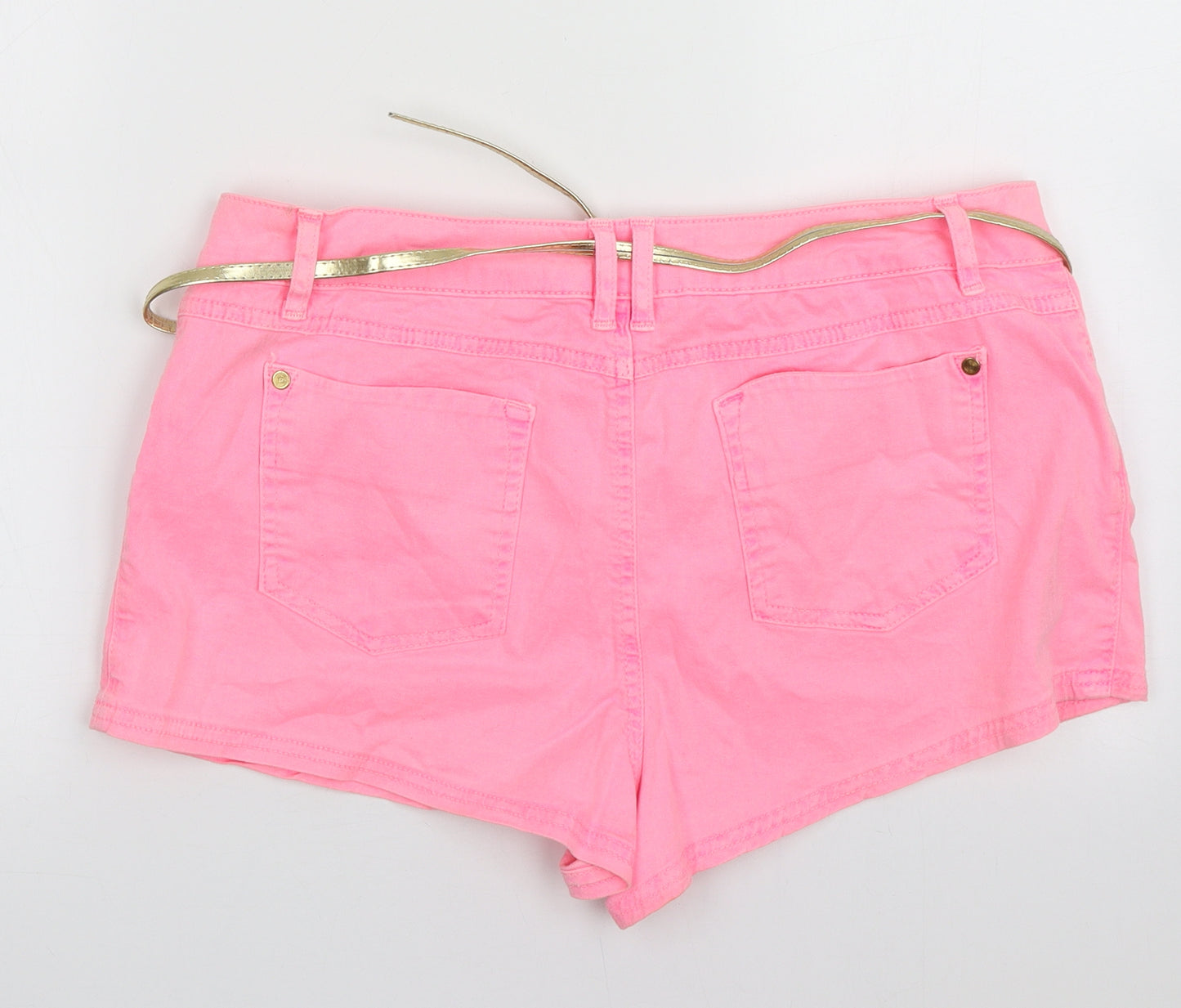 Primark Womens Pink  Cotton Hot Pants Shorts Size 18 L4 in Regular Button