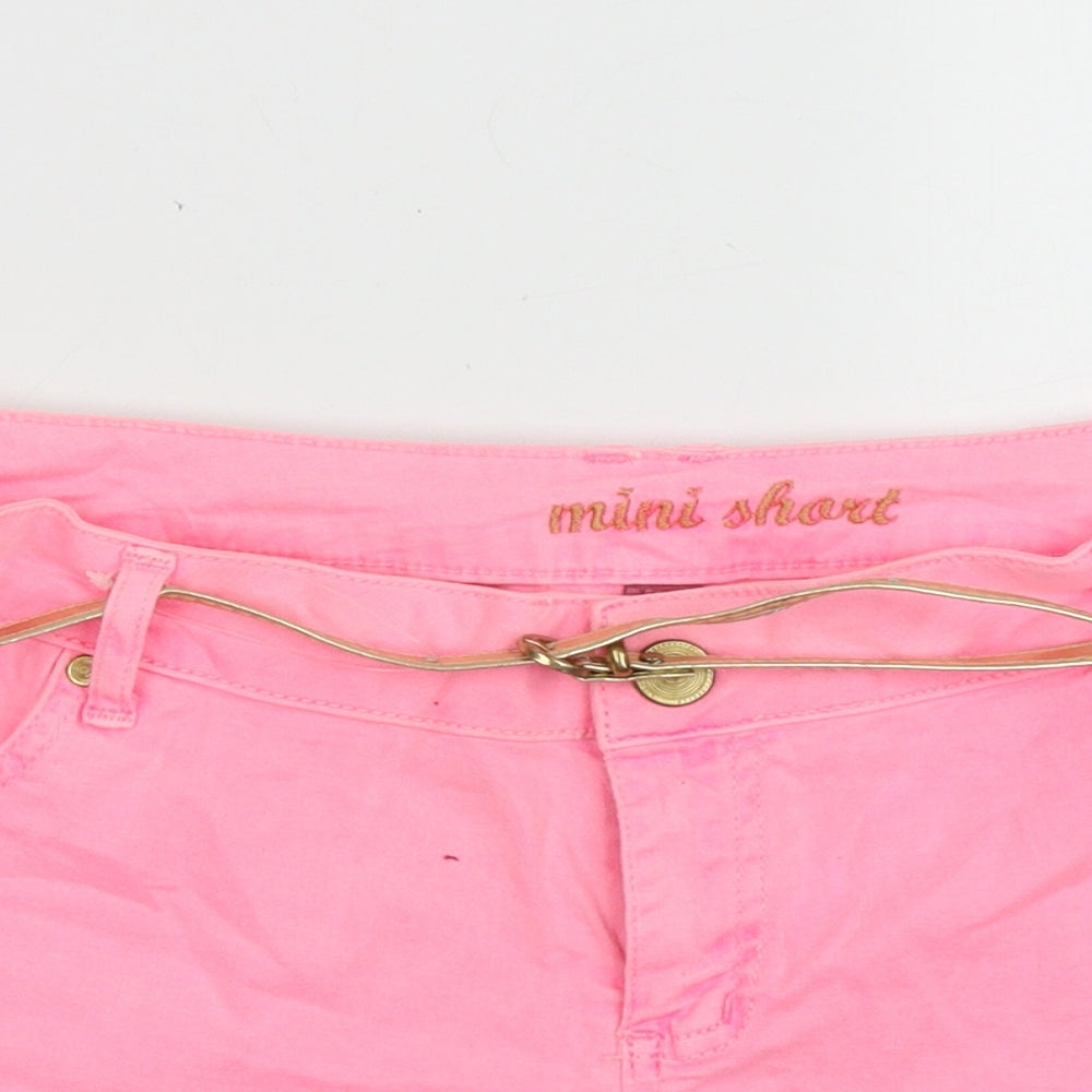 Primark Womens Pink  Cotton Hot Pants Shorts Size 18 L4 in Regular Button