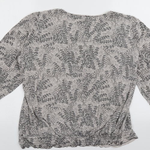 NEXT Womens Grey Geometric Viscose Basic Blouse Size 18 Square Neck