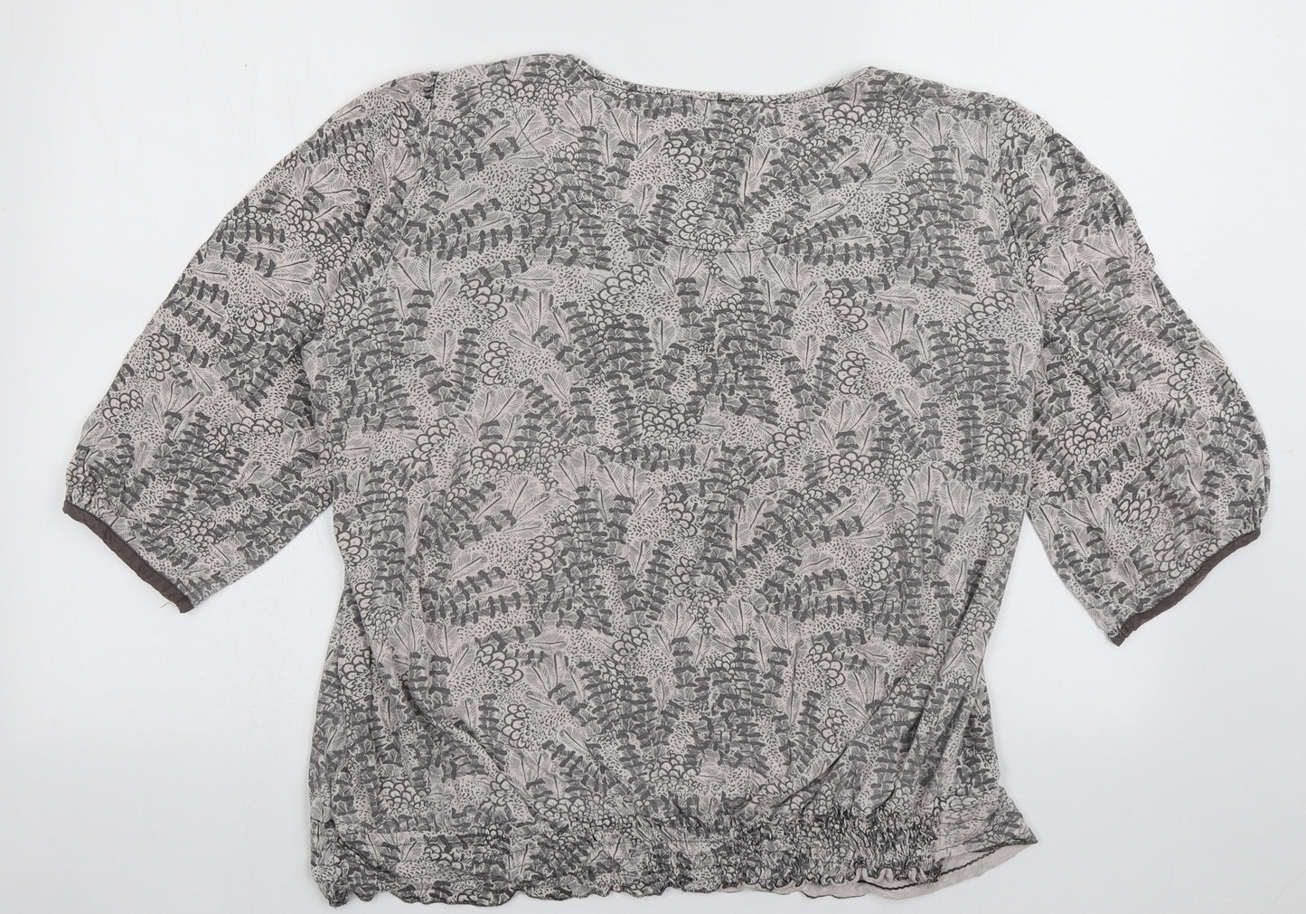 NEXT Womens Grey Geometric Viscose Basic Blouse Size 18 Square Neck