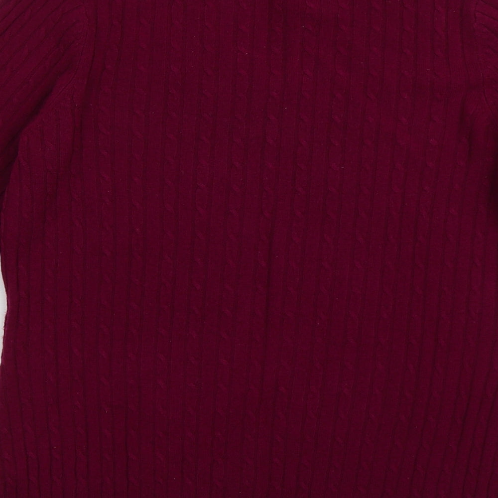 BHS Womens Purple V-Neck Geometric Acrylic Pullover Jumper Size 12