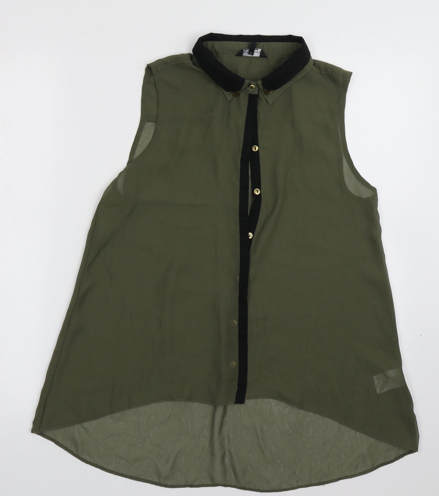 Matalan Girls Green  Polyester Basic Button-Up Size 15 Years Collared Button