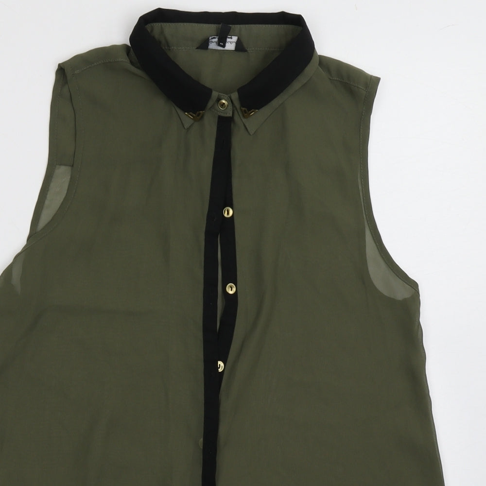 Matalan Girls Green  Polyester Basic Button-Up Size 15 Years Collared Button