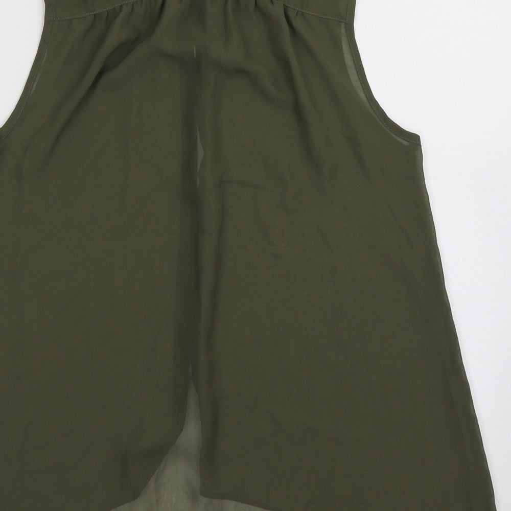 Matalan Girls Green  Polyester Basic Button-Up Size 15 Years Collared Button