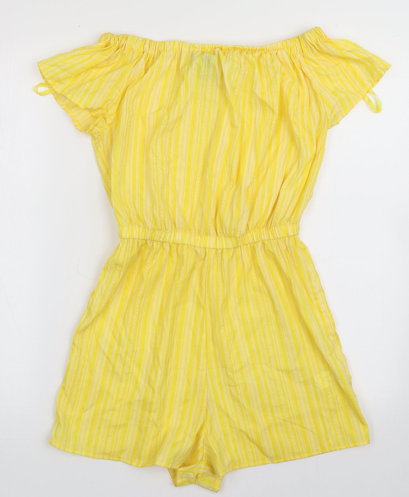 priamrk Womens Yellow Striped Polyester Playsuit One-Piece Size 10  Pullover