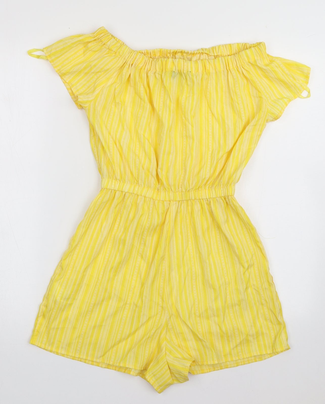 priamrk Womens Yellow Striped Polyester Playsuit One-Piece Size 10  Pullover