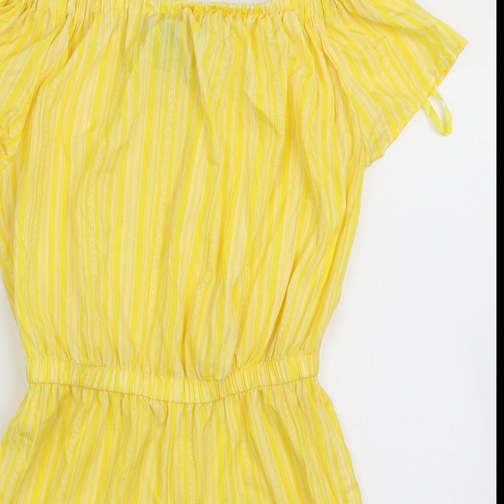 priamrk Womens Yellow Striped Polyester Playsuit One-Piece Size 10  Pullover