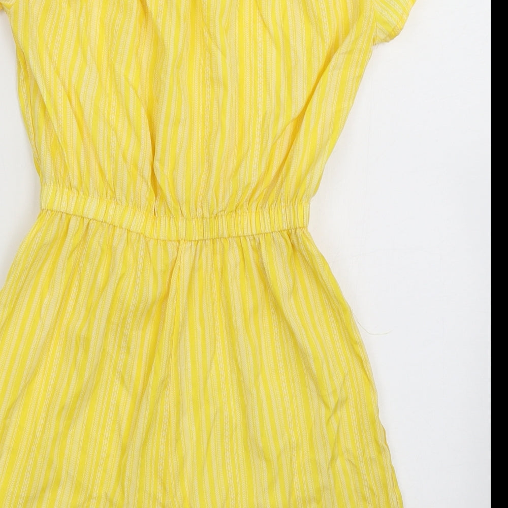 priamrk Womens Yellow Striped Polyester Playsuit One-Piece Size 10  Pullover