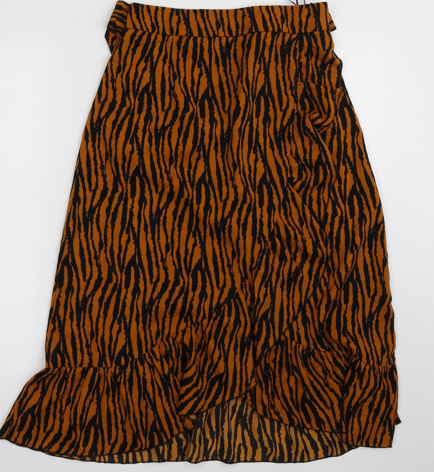 Boohoo Womens Brown Animal Print Polyester A-Line Skirt Size 12   Zip