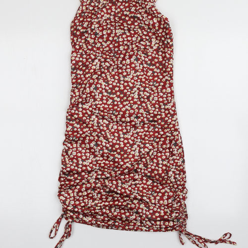 SheIn Womens Red Floral Polyester Bodycon  Size S  Square Neck Pullover