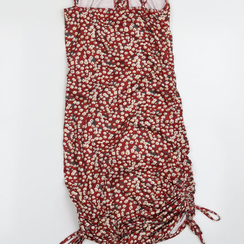 SheIn Womens Red Floral Polyester Bodycon  Size S  Square Neck Pullover