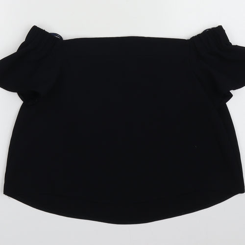 Topshop Womens Blue  Polyester Cropped Blouse Size 4 Off the Shoulder