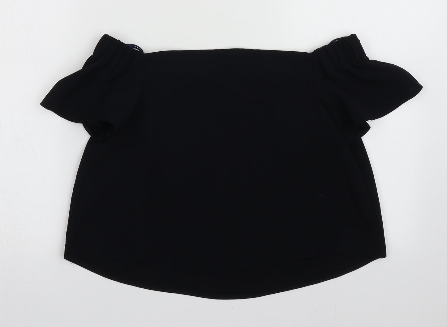 Topshop Womens Blue  Polyester Cropped Blouse Size 4 Off the Shoulder