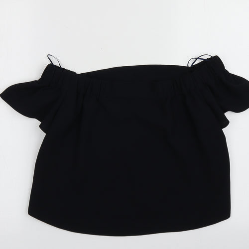Topshop Womens Blue  Polyester Cropped Blouse Size 4 Off the Shoulder