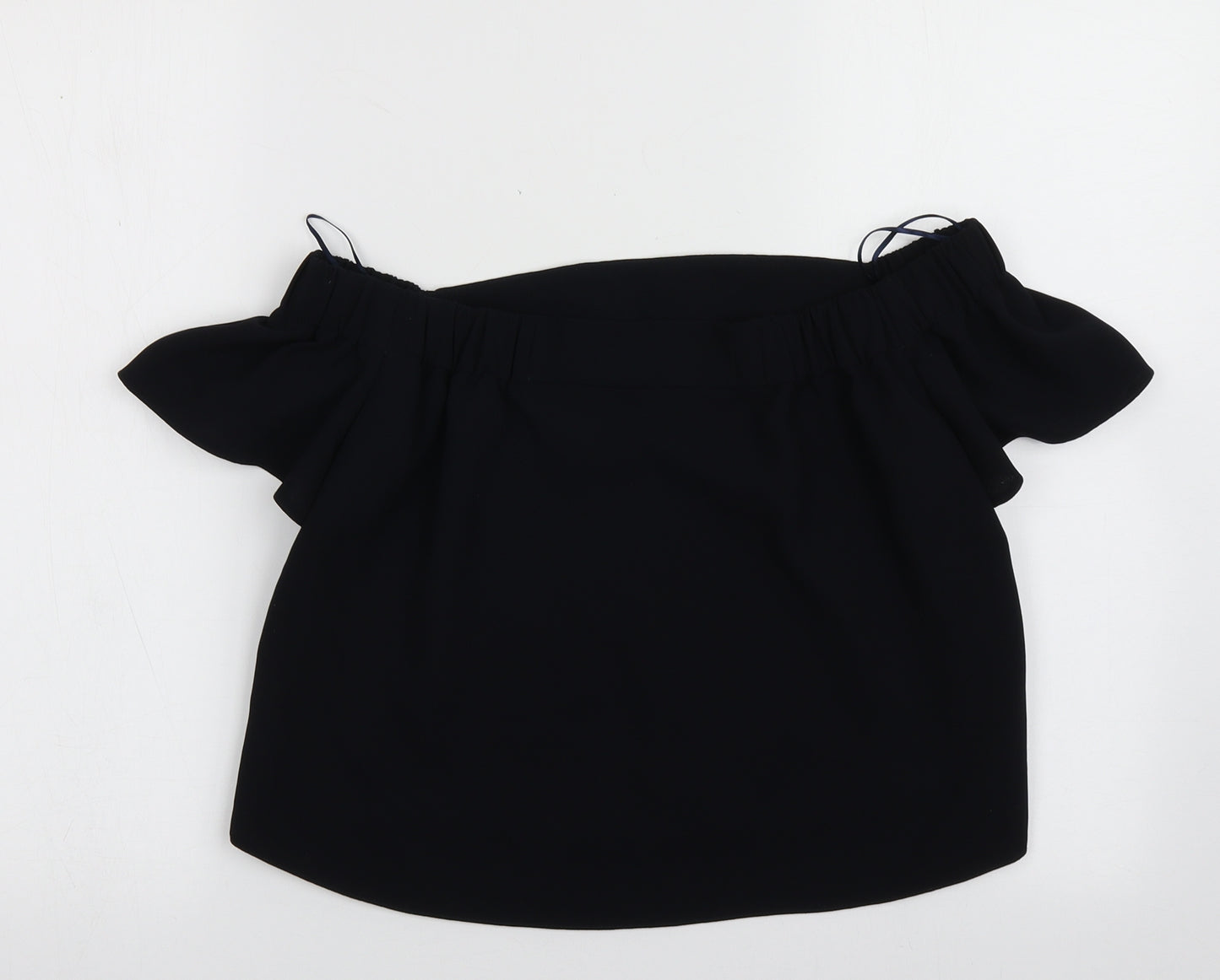 Topshop Womens Blue  Polyester Cropped Blouse Size 4 Off the Shoulder