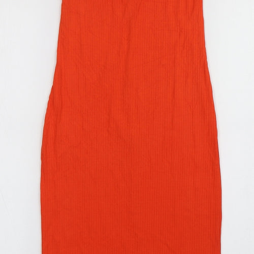 H&M Womens Orange  Viscose Bodycon  Size XS  V-Neck Pullover
