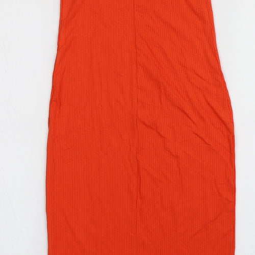 H&M Womens Orange  Viscose Bodycon  Size XS  V-Neck Pullover