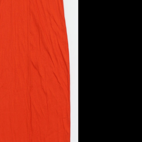 H&M Womens Orange  Viscose Bodycon  Size XS  V-Neck Pullover