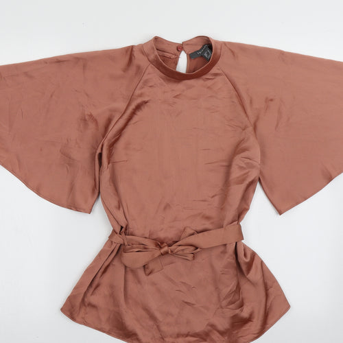 Primark Womens Pink  Polyester Basic Blouse Size 6 Crew Neck
