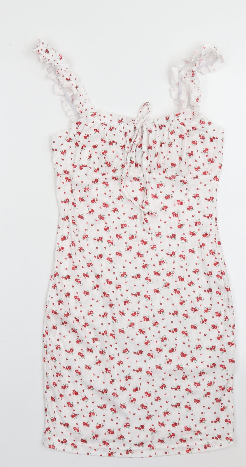 SheIn Womens Red Floral Polyester Bodycon  Size XS  Square Neck Pullover