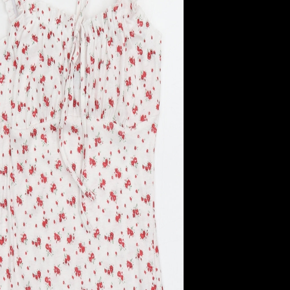 SheIn Womens Red Floral Polyester Bodycon  Size XS  Square Neck Pullover