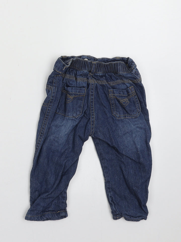 George Boys Blue Cotton Capri Jeans Size 9-12 Months Buckle