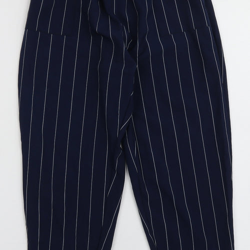 prewron Womens Blue Striped Polyester Trousers  Size S L26 in Regular