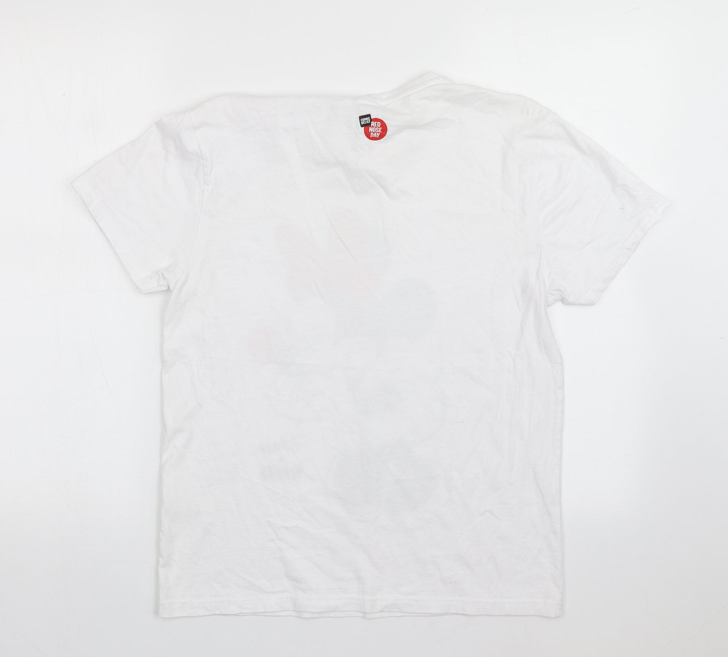 Comic Relief Womens White  Cotton Basic T-Shirt Size S Crew Neck - Minnie