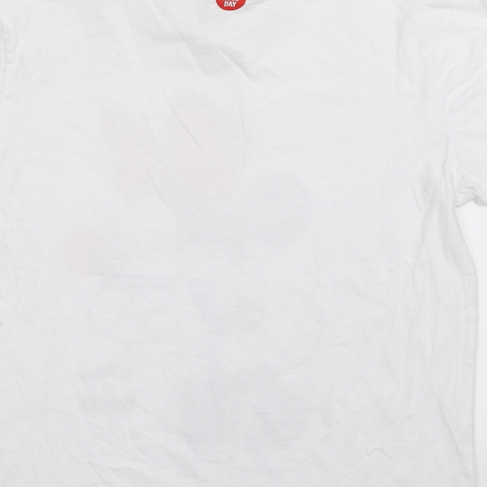 Comic Relief Womens White  Cotton Basic T-Shirt Size S Crew Neck - Minnie