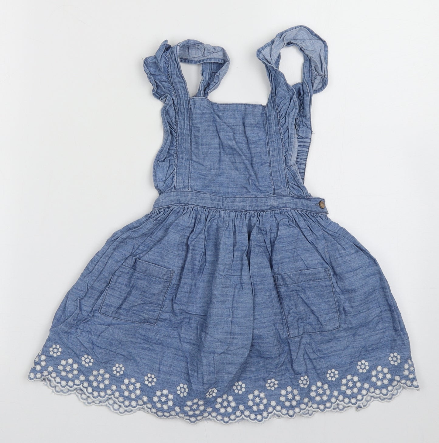 Primark Girls Blue  Cotton A-Line  Size 18-24 Months  Square Neck Button