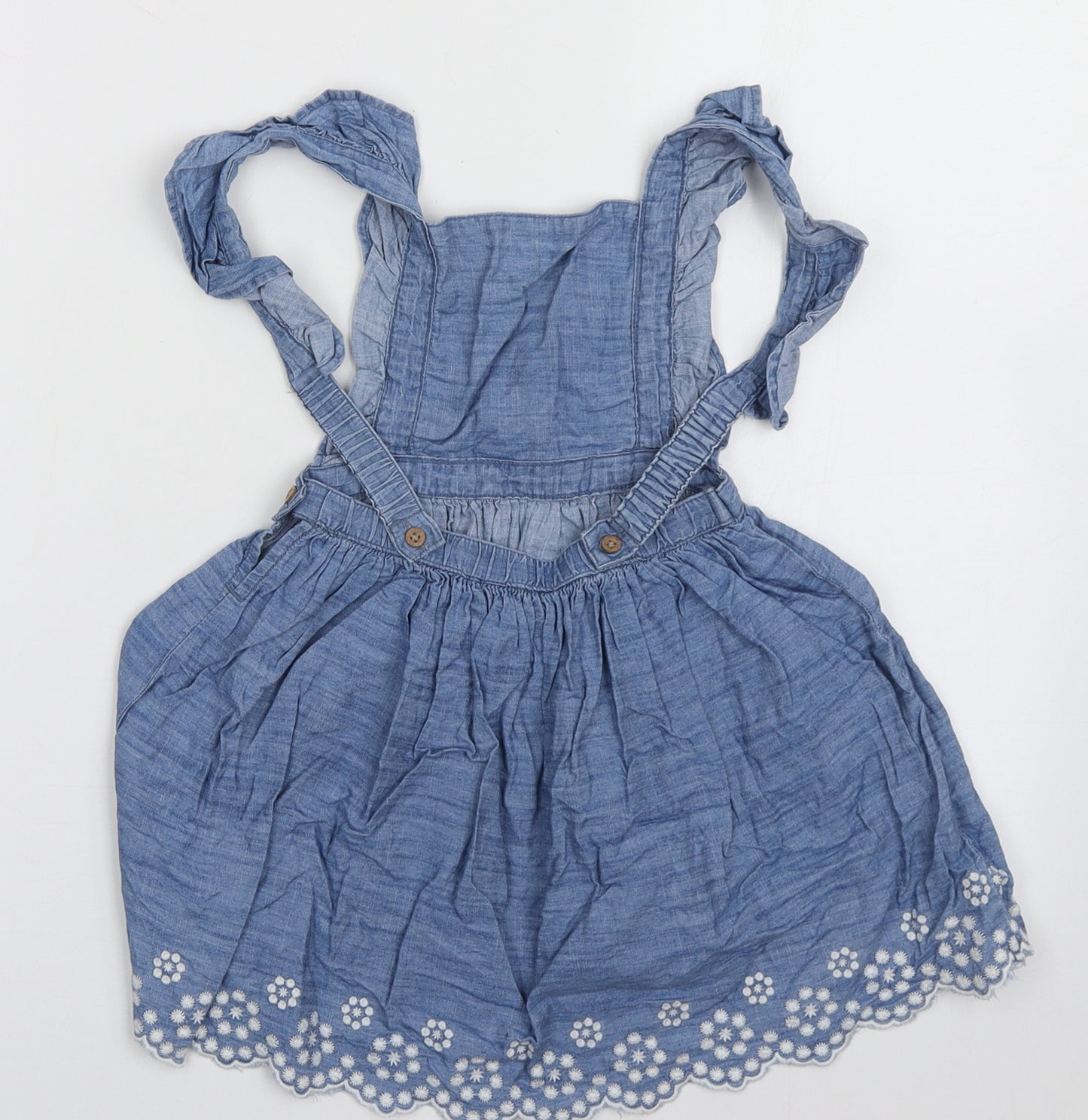 Primark Girls Blue  Cotton A-Line  Size 18-24 Months  Square Neck Button