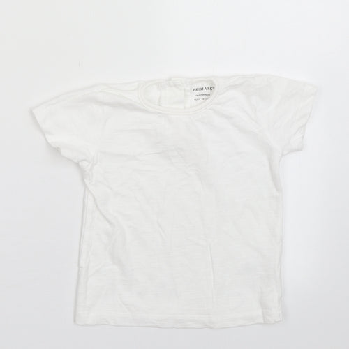 Primark Girls White  Cotton Basic T-Shirt Size 18-24 Months Crew Neck Button