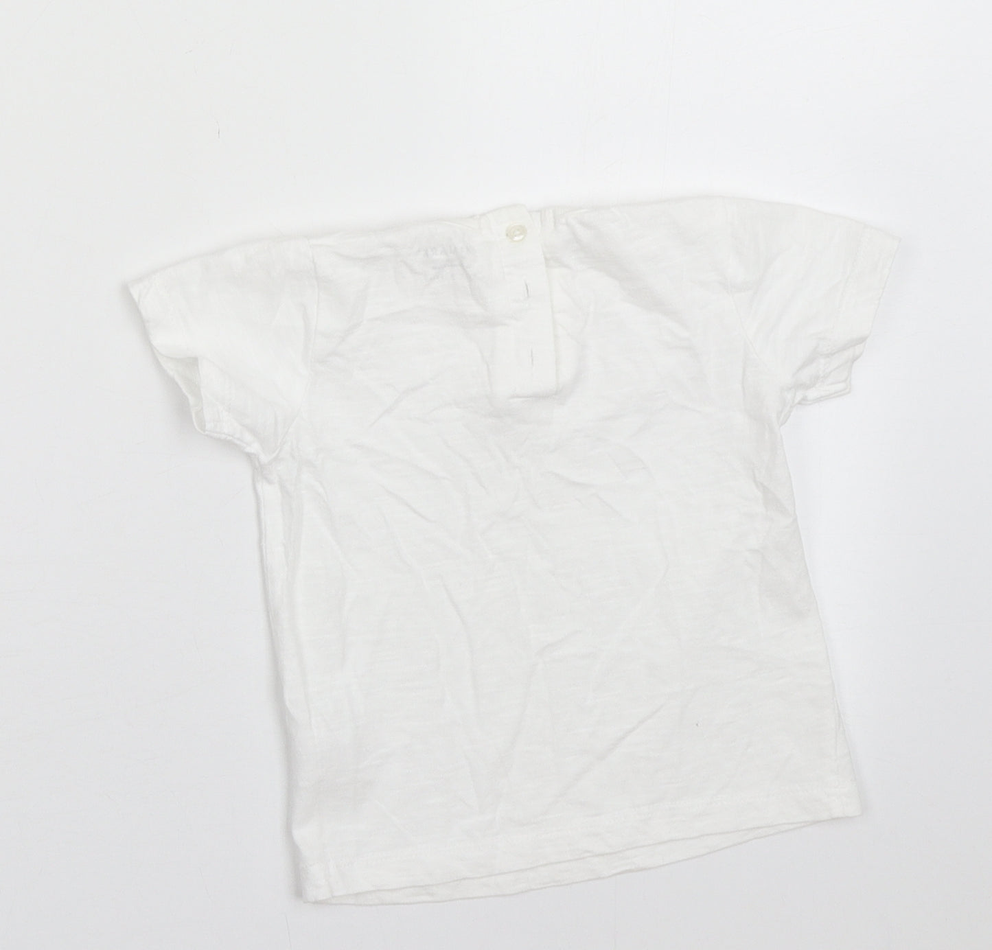 Primark Girls White  Cotton Basic T-Shirt Size 18-24 Months Crew Neck Button