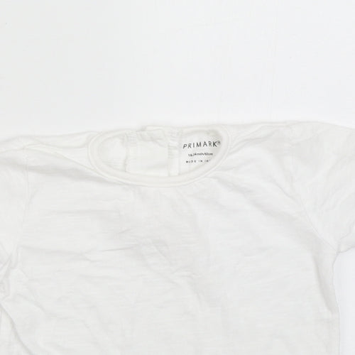 Primark Girls White  Cotton Basic T-Shirt Size 18-24 Months Crew Neck Button