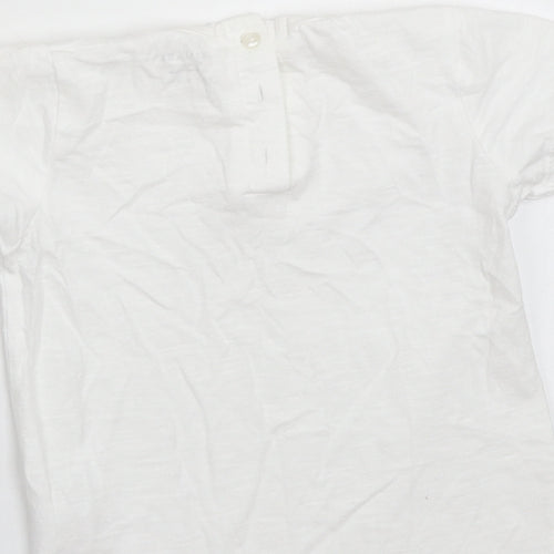 Primark Girls White  Cotton Basic T-Shirt Size 18-24 Months Crew Neck Button