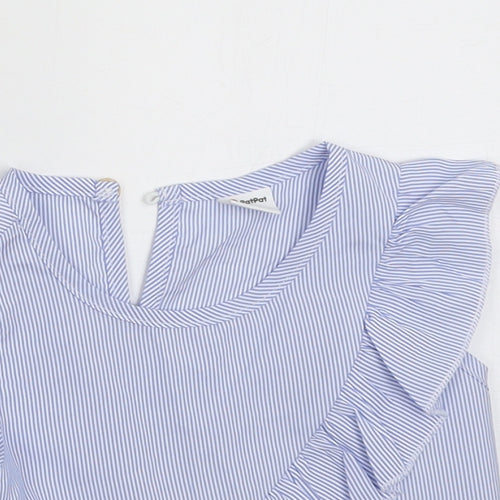 patpat Girls Blue Striped Polyester Basic Tank Size 3 Years Crew Neck Button