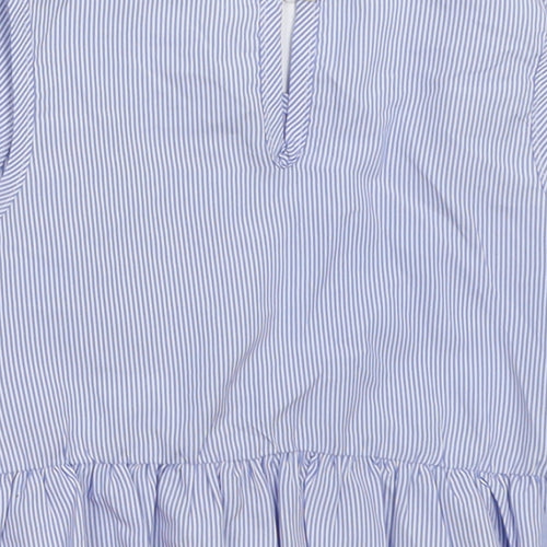 patpat Girls Blue Striped Polyester Basic Tank Size 3 Years Crew Neck Button