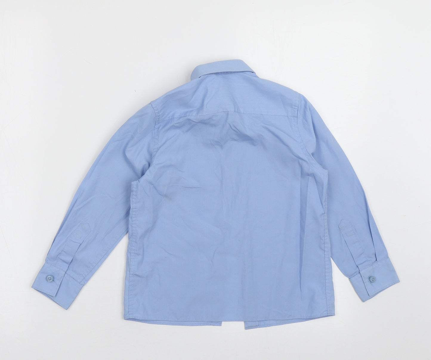 Marks and Spencer Boys Blue  Cotton Basic Button-Up Size 5-6 Years Collared Button - school wear