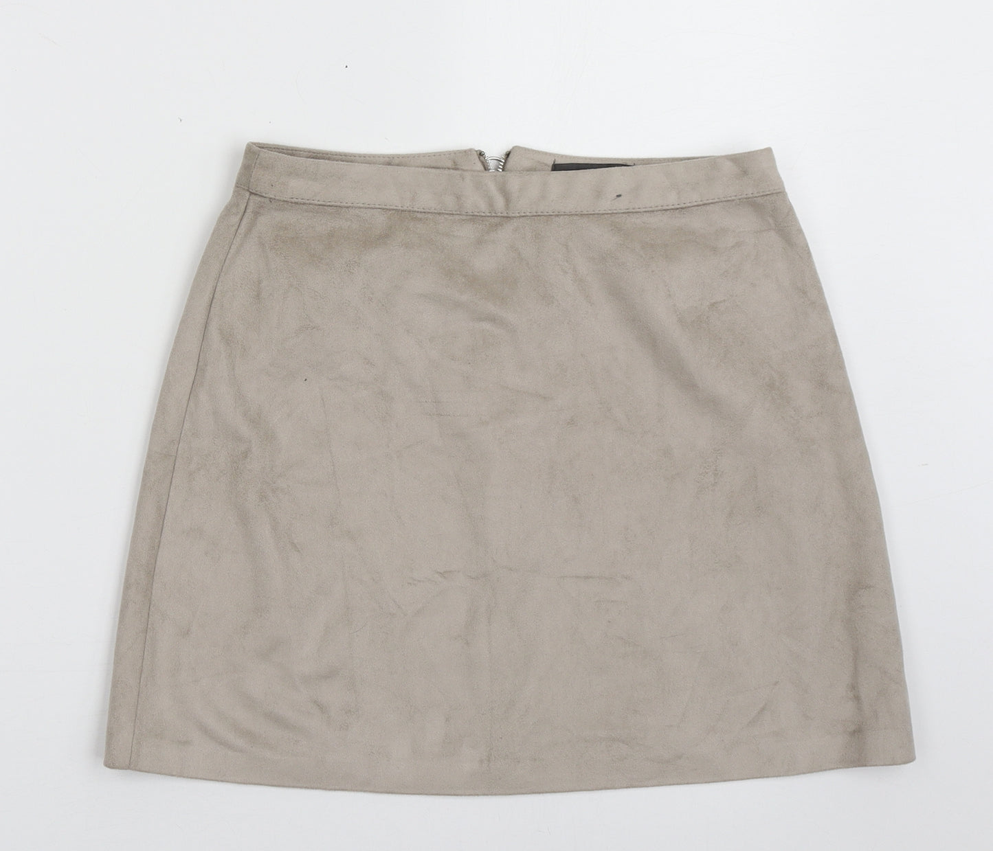 Primark Womens Beige  Polyester A-Line Skirt Size 10   Zip