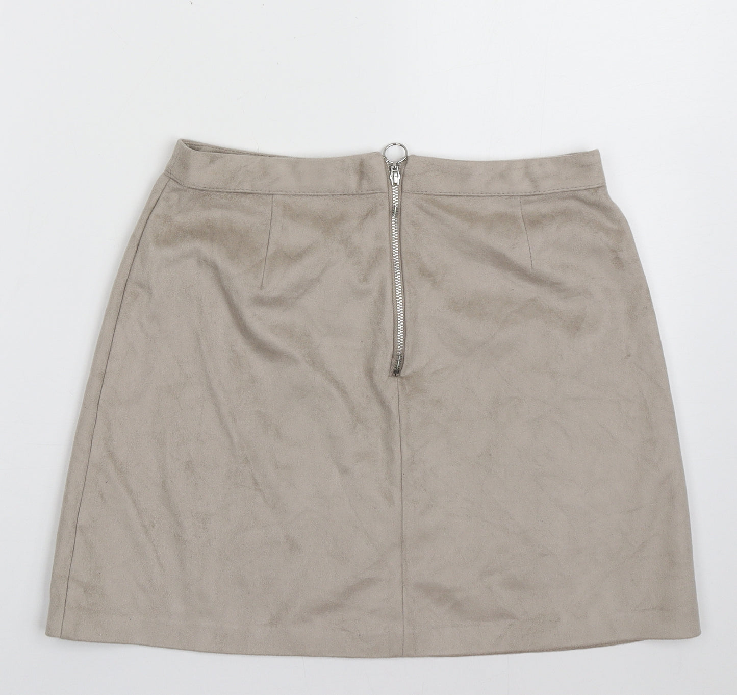 Primark Womens Beige  Polyester A-Line Skirt Size 10   Zip