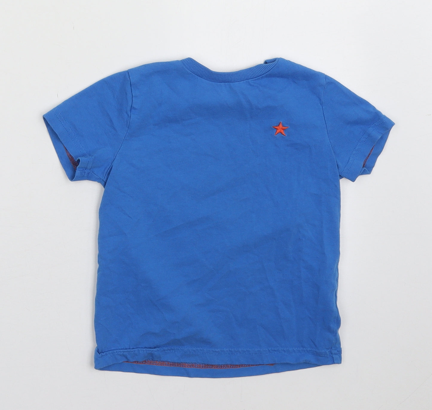 F&F Boys Blue  Cotton Basic T-Shirt Size 3-4 Years Crew Neck Pullover