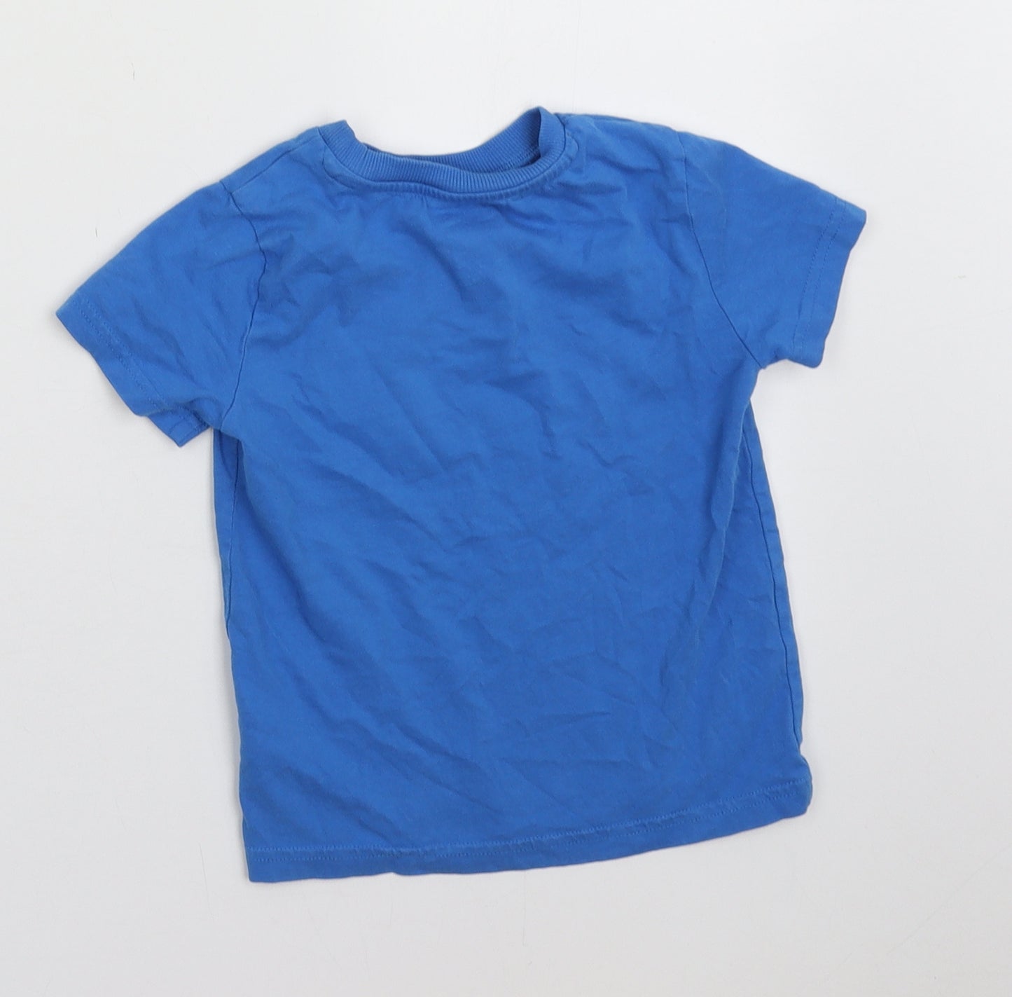 F&F Boys Blue  Cotton Basic T-Shirt Size 3-4 Years Crew Neck Pullover